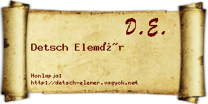 Detsch Elemér névjegykártya